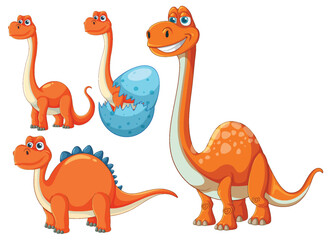 Adorable dinosaurs with egg in vector illustration