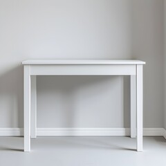 Modern White Minimalist Table With Sleek Lines Against Bright Background For Product Showcase