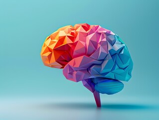 Vibrant Brain Symbolizing Diverse and Creative Thinking Abstract Geometric Art