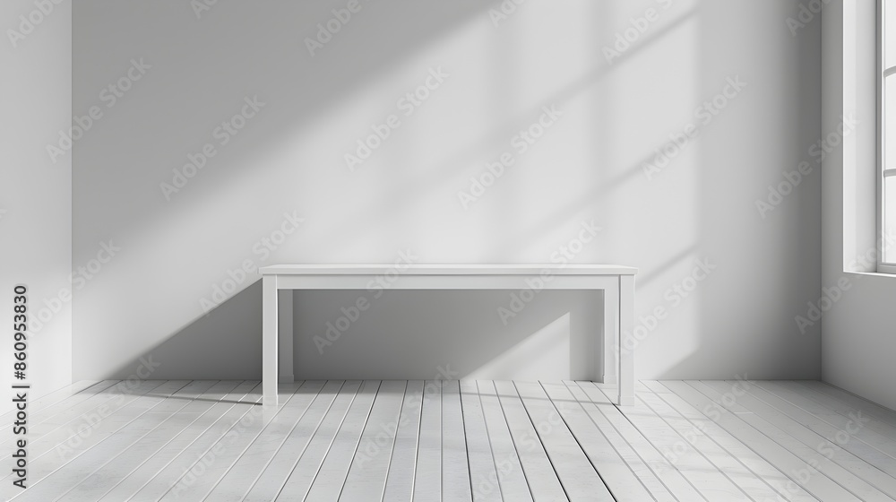 Poster simple rectangular white table for product display and showcase