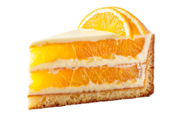 slice of orange cake isolated on transparent background
