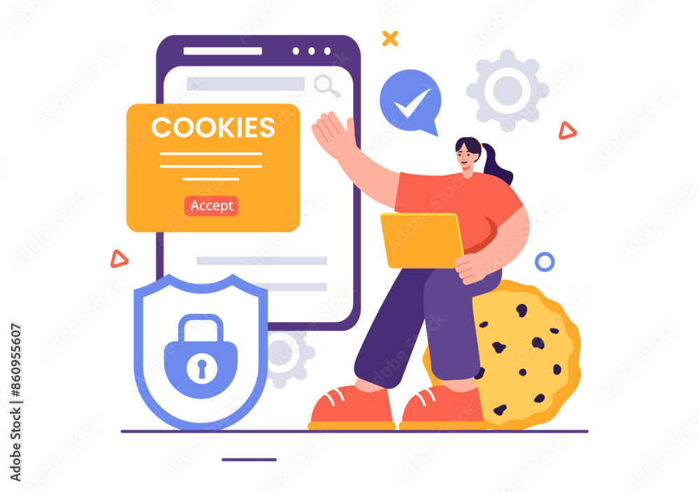 Canvas Prints internet cookies technology vector illustration with tracking cookie records of browsing activity on