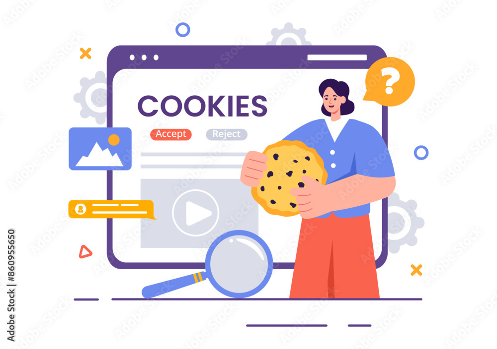 Canvas Prints internet cookies technology vector illustration with tracking cookie records of browsing activity on