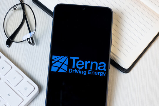 New York, USA - 21 June 2024: Terna Energy Logo on Phone Screen, Company Icon