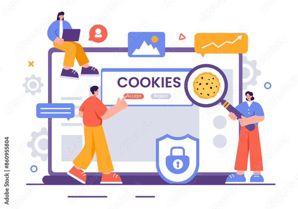 Canvas Prints internet cookies technology vector illustration with tracking cookie records of browsing activity on