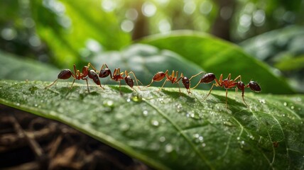 ants on a leaf