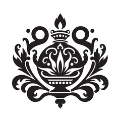Silhouette of Vintage Ornament Icon Isolated in White