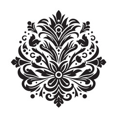 Silhouette of Vintage Ornament Icon Isolated in White