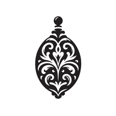 Silhouette of Vintage Ornament Icon Isolated in White