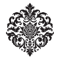 Silhouette of Vintage Ornament Icon Isolated in White