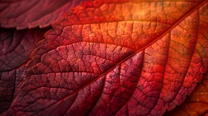 Obraz premium Close-up of Autumn Leaves with Vivid Red and Orange Hues