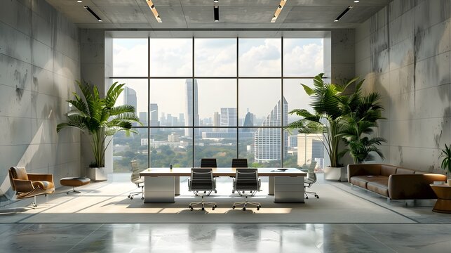 Executive Discussing Market Trends and Strategies in a Modern Open Plan Office