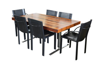 table and chairs isolated on white background, Restaurant table and chairs isolated on white background. Metal dining table 