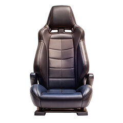 Naklejka premium Black leather Seat for car automobile, front view isolated on transparent background