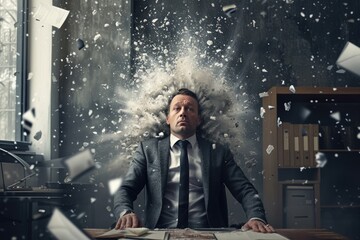 Technology disruption and job replacement concept caused by harmful technological transformation affecting the economic and workforce demands. A man profession is obsolete. AIG41