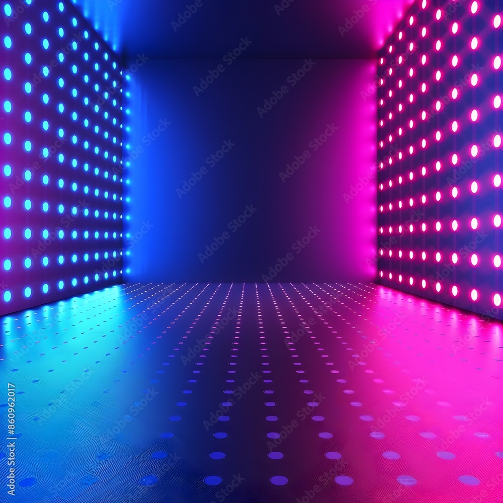 Poster Neon Gradient Backdrop with Soft Light Dots for Product Concept Display