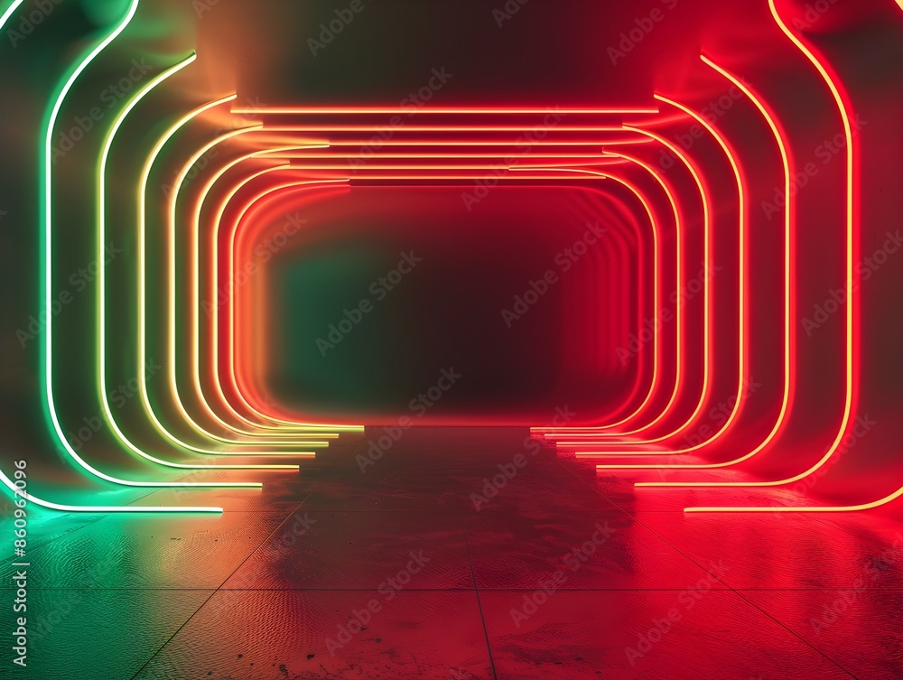 Poster glowing neon gradient backdrop for bold and modern product displays with abstract luminous lines