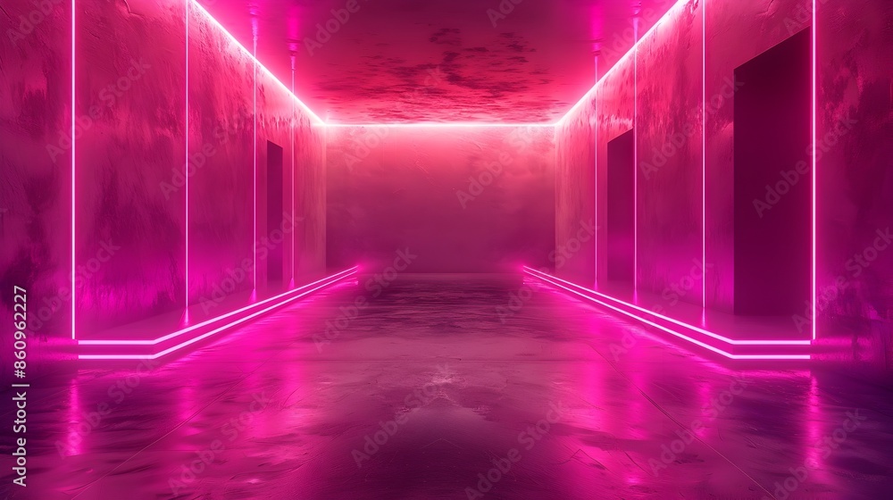 Aufkleber glowing neon pink gradient background for futuristic product displays with empty copy space