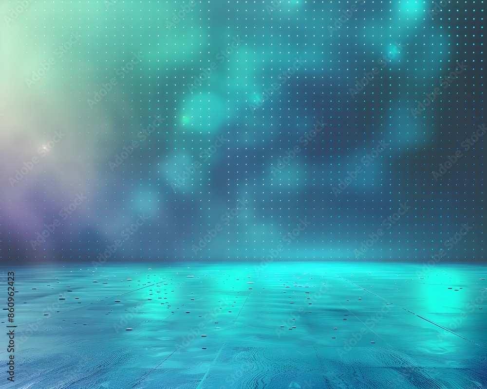 Poster vibrant neon gradient background with glowing light dots for product display or concept visualizatio