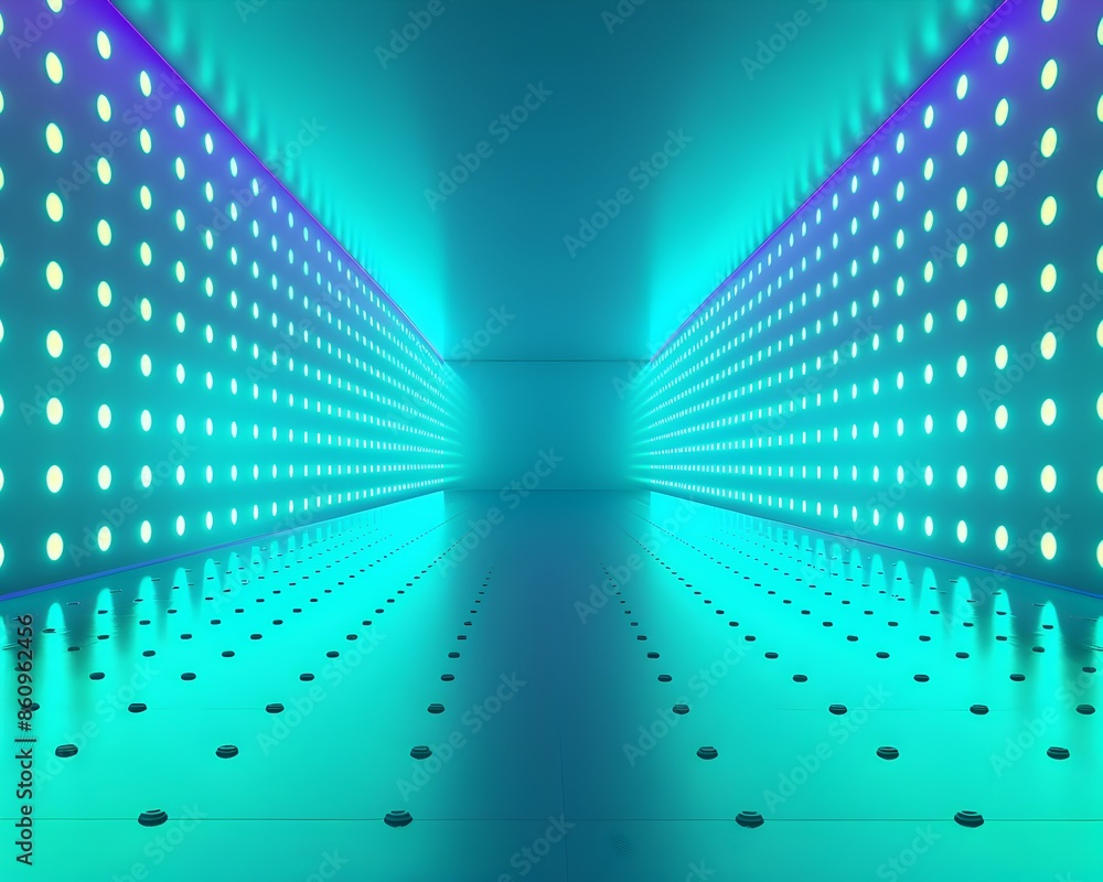 Poster vibrant neon gradient backdrop with glowing light dots for product concept display