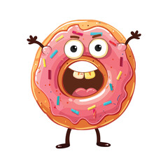 Obraz premium Vector Doughnut cartoon character with arms and legs on white background