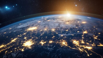 Abstract Global Business Landscape, Digital Nodes, Sustainability, Entrepreneurship, Collaboration