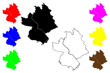 Kawaguchi City (State of Japan, island country, Saitama Prefecture) map vector illustration, scribble sketch City of Kawaguchi map