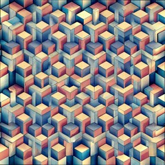 Seamless pattern of geometric tessellations, inspired by Escher's optical illusions, Generative AI