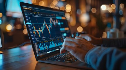 person working on a laptop is surrounded by digital elements such as binary code and data graphics. which is a symbol for data analysis