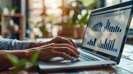 person working on a laptop is surrounded by digital elements such as binary code and data graphics. which is a symbol for data analysis