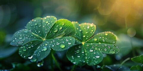 clover leaf macro photo dews rain aquatic, drops, environment, flora, flower, foliage, garden, green, leaf, botany