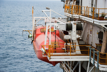 Offshore lifeboat in offshore, rescue boat or rescue team in the sea.