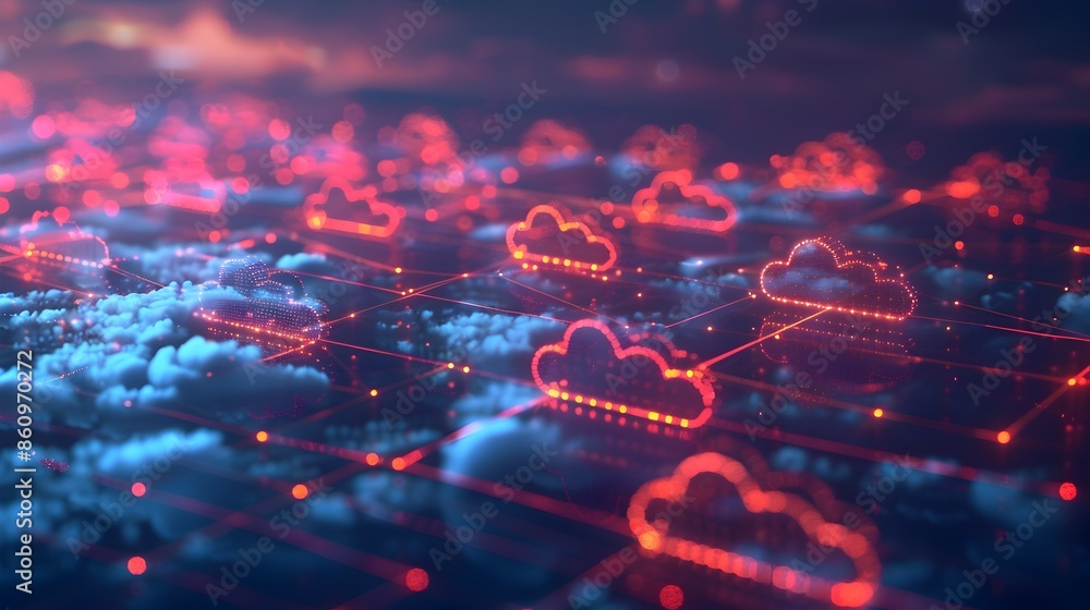 Aufkleber diverse cloud computing environment showcasing interconnected cloud providers and technologies