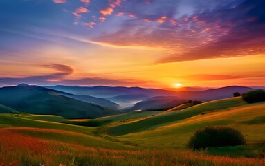 Fototapeta premium Mountains during sunset. Beautiful natural landscape in the summer time.