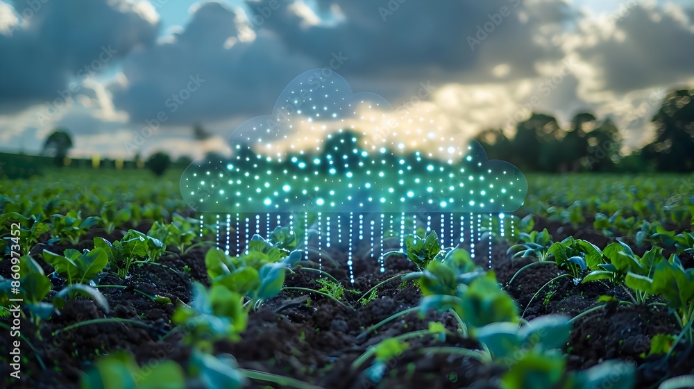 Poster smart agricultural ecosystem powered by cloud connected sensors transmitting real time data