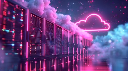 Disaster Recovery in the Cloud with Robust Server Room and Backup Icons Concept