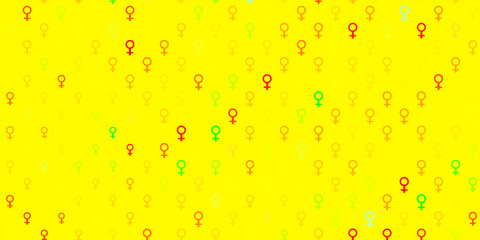 Light Green, Red vector template with businesswoman signs.