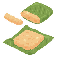 バナナの葉に包まれたテンペ