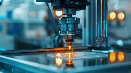 A close view of a laser machine in operation, highlighting the innovative approach to production technology.