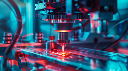 A close view of a laser machine in operation, highlighting the innovative approach to production technology.