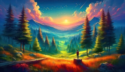 Fototapeta premium Beautiful evening scenery 7