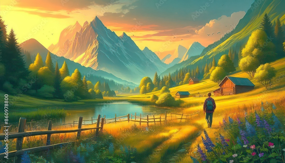 Wall mural Beautiful evening scenery 11