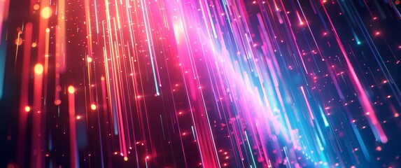 Fototapeta premium Futuristic Neon: Immersive 3D Render with Luminous Ascending Lines for a Vibrant Wallpaper