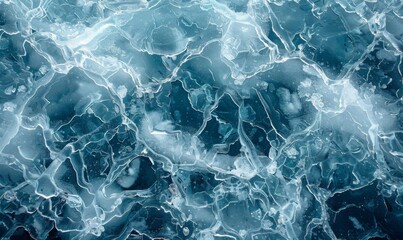Obraz premium The frozen surface of the Arctic Ocean at the North Pole, with intricate patterns of ice and snow
