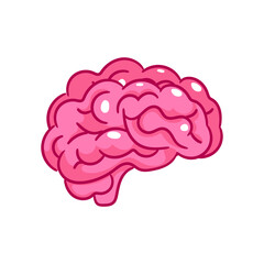 Human Brain Organ Cartoon. Human anatomy biology organ body system. Health care and medical  education object concept design. Hand drawn cartoon icon vector illustration
