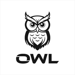 owl logo vector black logo illustration