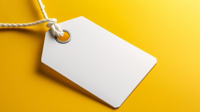 blank price tag on yellow background