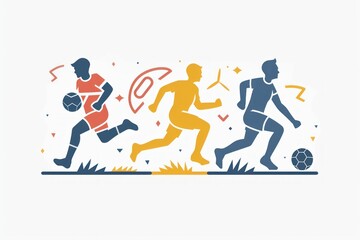 Obraz premium A dynamic set of 2D icons depicting sports and activity themes Features football running and gym icons each designed with simplicity and impact Ideal for sports-related websites apps and printed