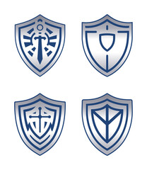 vector set of royal warrior shield (silver)