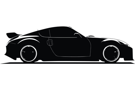 black sports car silhouette on white background clip art preview